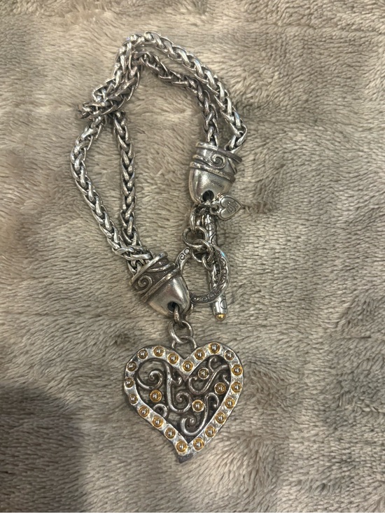 Brighton Jewelry - Brighton Silver Heart Bracelet with Gold Accents